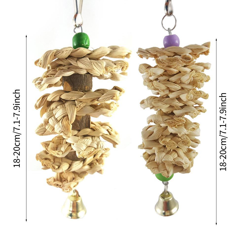 Pet Parrot Birds Natural Grass Woven Cuttlebone Cuttlefish Bone Chewing Toy Hanging Cage Swing Climb Pendant Bird Supplies