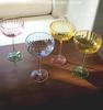 Colorful Glass Vertical Stripes Petal Shaped Glasses Goblet Grape Wine Glass Red Wine Glass Dessert Glass Bowl