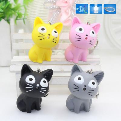 Animal Sound Light Keychain Cartoon LED Cat Keyring Chi's Cat Keychain  Festival Gifts