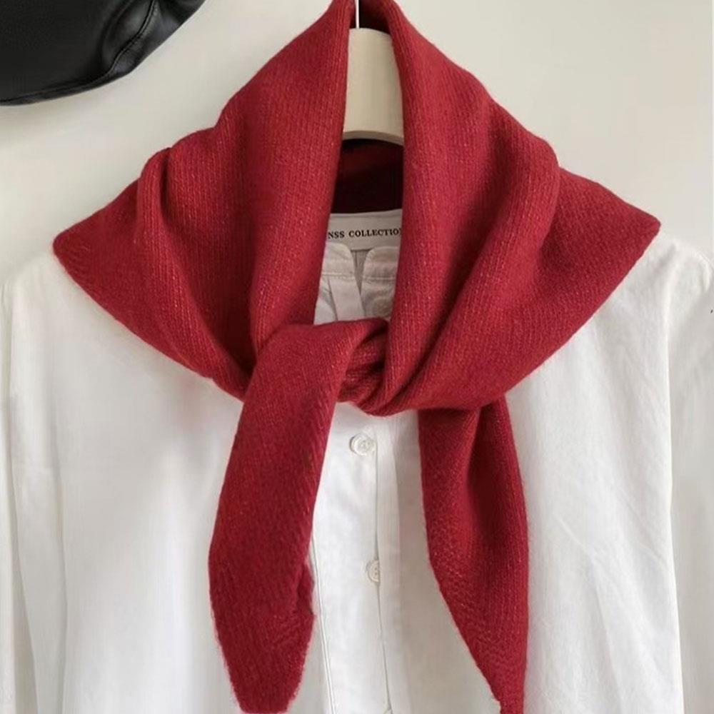 Winter Wool Korean Style Knitted Triangular Scarf Women Winter Warm Headscarf Shawl Multi-functional Neckerchief Hair Wrap