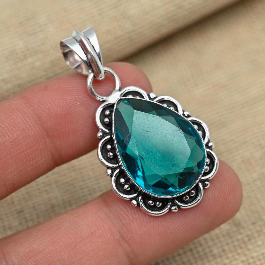 Einzigartiger Indicolit-Turmalin-Edelstein aus 925er-Sterlingsilber, handgefertigter Designer-Schmuck