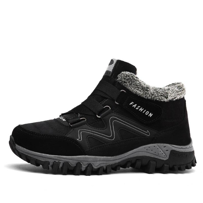 Leather Men Boots Winter with Fur Warm Snow Winter Work Casual Shoes Sneakers High Top Ankle Boots