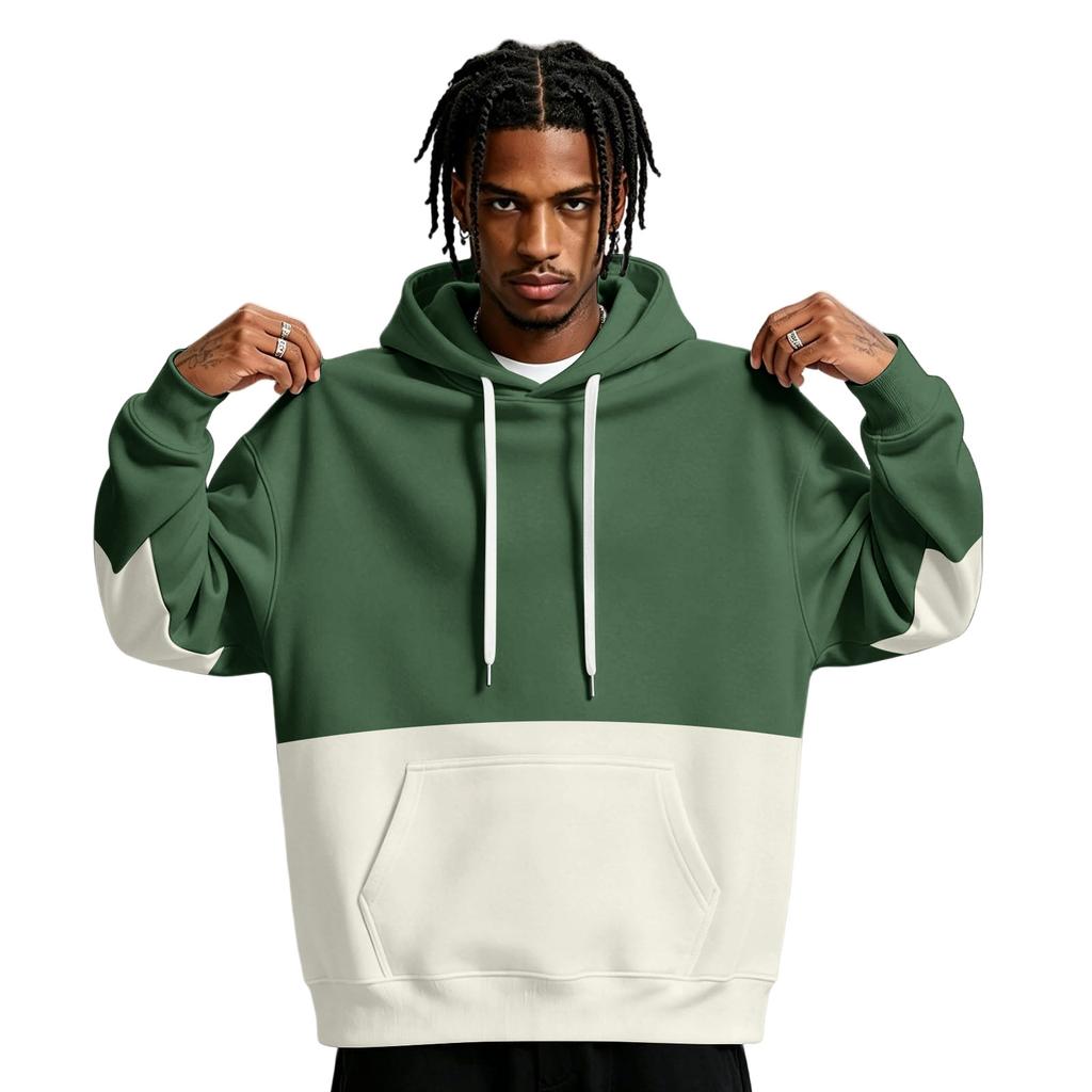 Men's Colorblock Hoodie with Pocket Casual Athletic Pullover