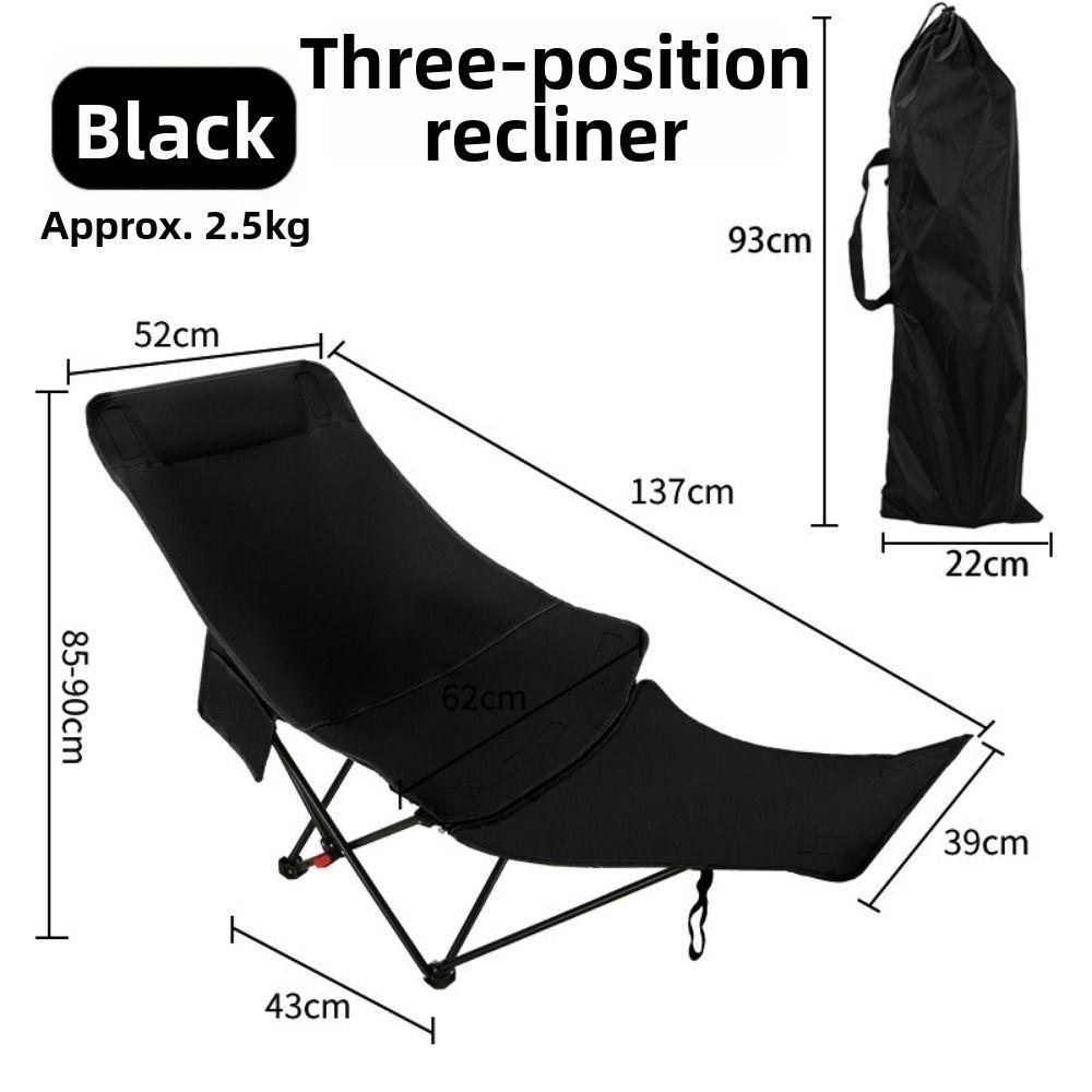 

Can Sit or Lie Down Camping Chair 3 Position With Footrest Outdoor Fishing Beach Travel Chair Adjustable Portable чёрный