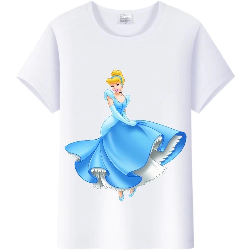 T-shirt Kawaii Disney Cartoon Ragazza Camicia Principessa Donna Estate 2024 Abbigliamento Y2K Top Manica Corta Magliette Carine Bluse Bianche Larghe