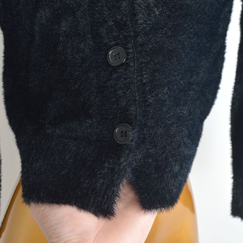 French Simplicity Pure Color Imitation Mink Round Neck Single Breasted Knitting Cardigan Women's Clothes Fall Slim Fit Short Long Sleeve Top