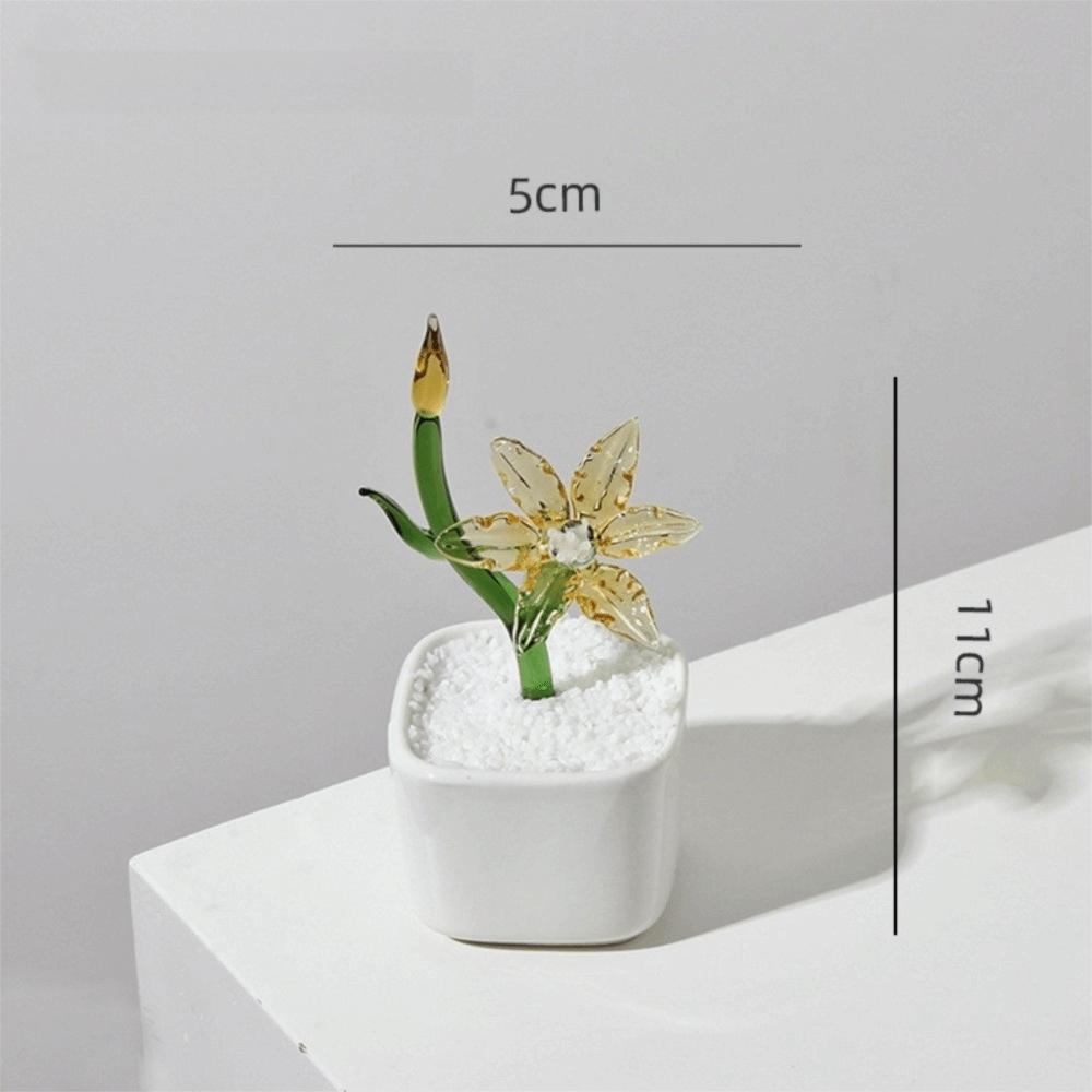 With Flowerpot Glass Flower Bouquet Mini Glass Flower Decor  Wedding Decoration
