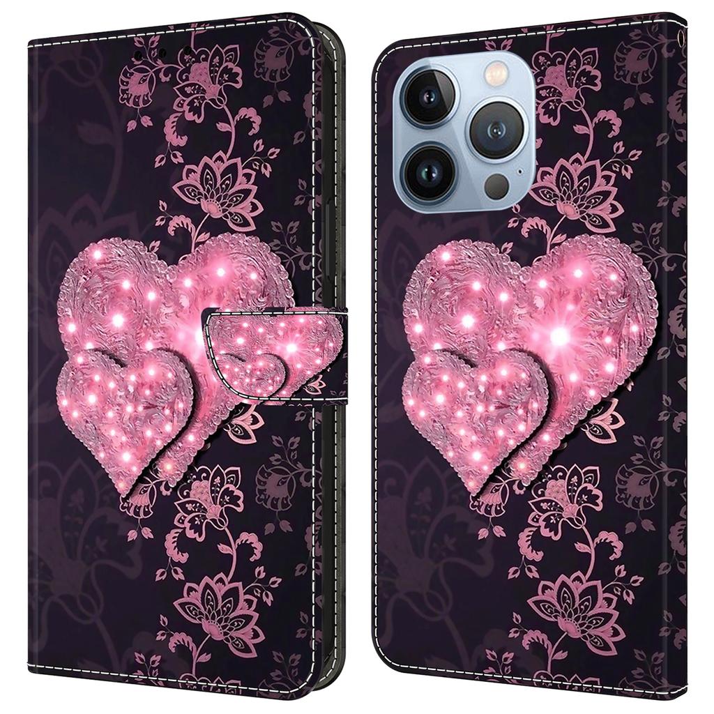 For iPhone 16 Pro Case 3D Pattern PU Leather Wallet Phone Cover with Stand