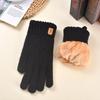 Knitted Gloves Men's Winter Velvet Thickened Cold-proof Women's Warm Wool Gloves