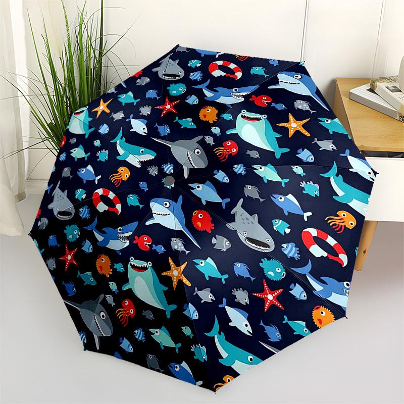

1pc Ocean Life Roundel Umbrella with Plastic Handle,Compact & Stylish,Cartoon Pattern,Outdoor UmbrellaPT298