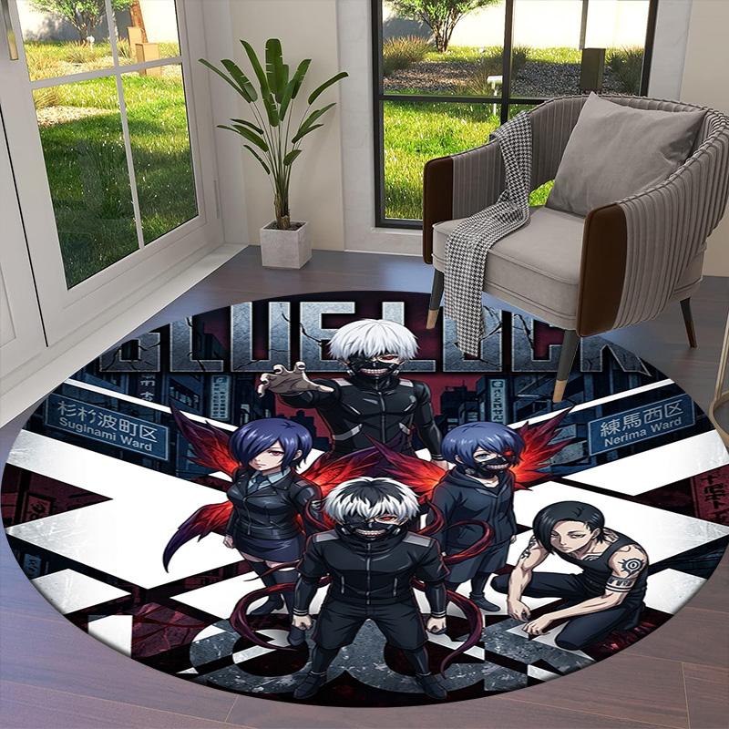 Tokyo Ghoul Round Area Rug Carpet Rug For Living Room Bedroom Sofa Playroom Decor Nonslip Floor Mat