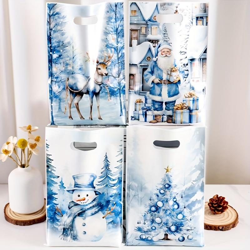Christmas Party Favor Bag Cartoon Print Candy Tote Holiday Gift Exchange Bag Reusable Christmas Celebration Souvenir for Kids