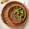 Portable PP Handwoven Look Serving Tray With Easy Carry Handles For Dining Table Decoration