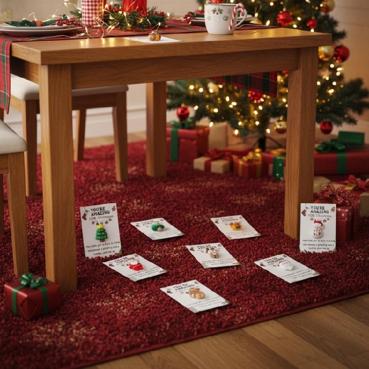 Liten Kramficka Jul Liten Helgstämning Prydnad Tomte Kram Med Värmande Kort För Festgåvor