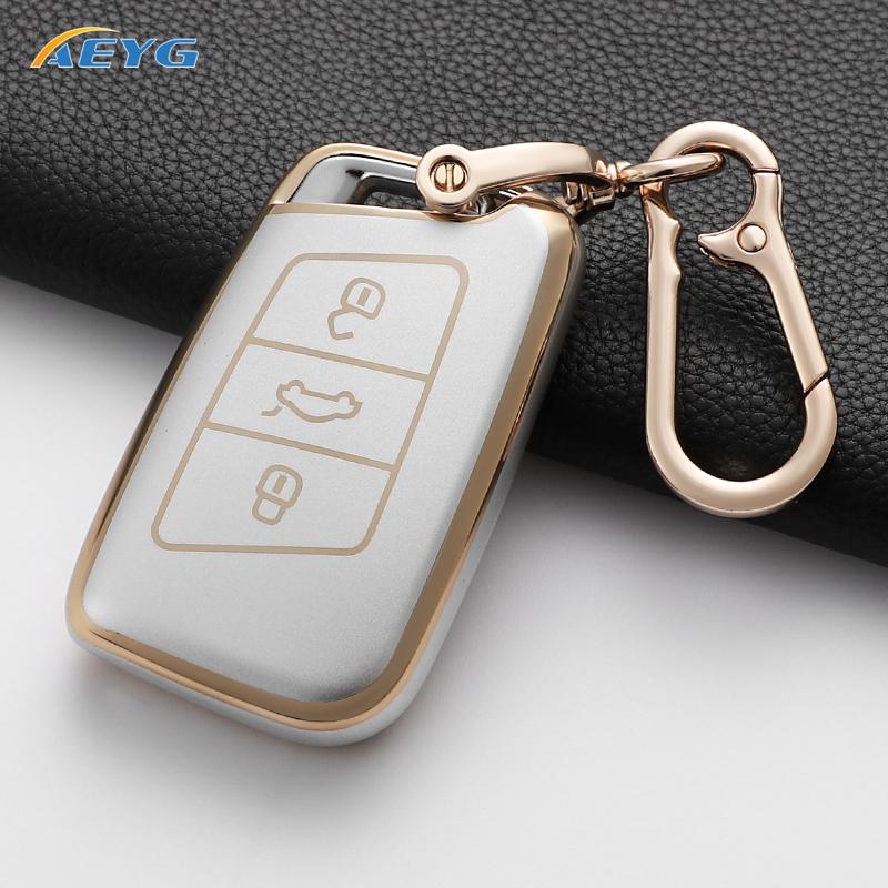 Soft Tpu Car Key Case Protector Accessories For Vw Volkswagen Passat B8 Tiguan Magotan Golf For Skoda Kodiaq Superb A7 Keychain