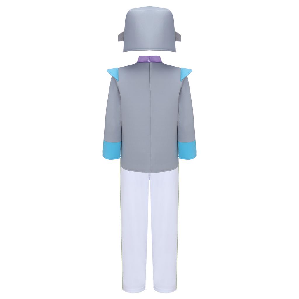 Unisex Kinder Roboter Kostüm Langarm Bunt Bedrucktes Oberteil Elastischer Bund Hose Niedliche Roboter Kopfbedeckung Cosplay Halloween Set