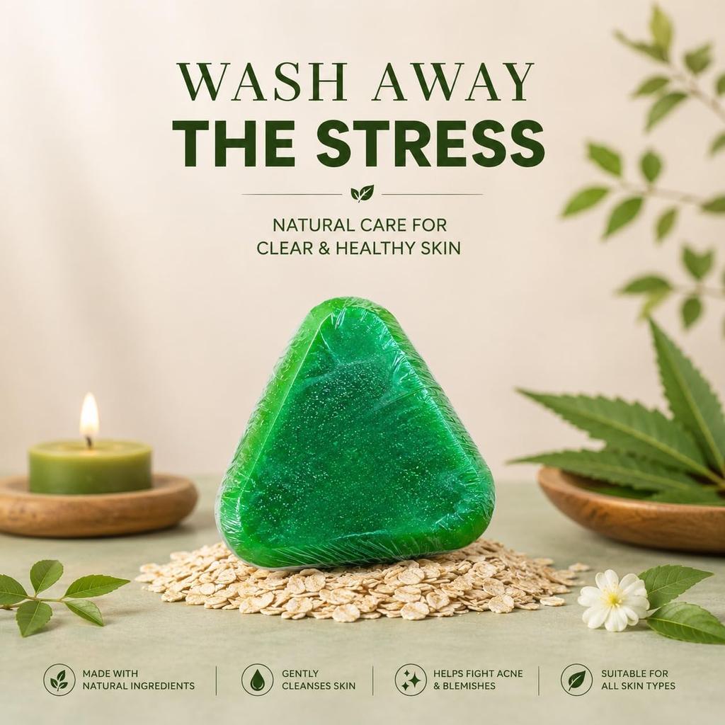Neem & Tulsi Bathing Soap for Hair & Body - 100g | For Deep Cleansing, moisturizing & Glow | Fights Acne & Infections | Helps Rejuvenate Dull & T