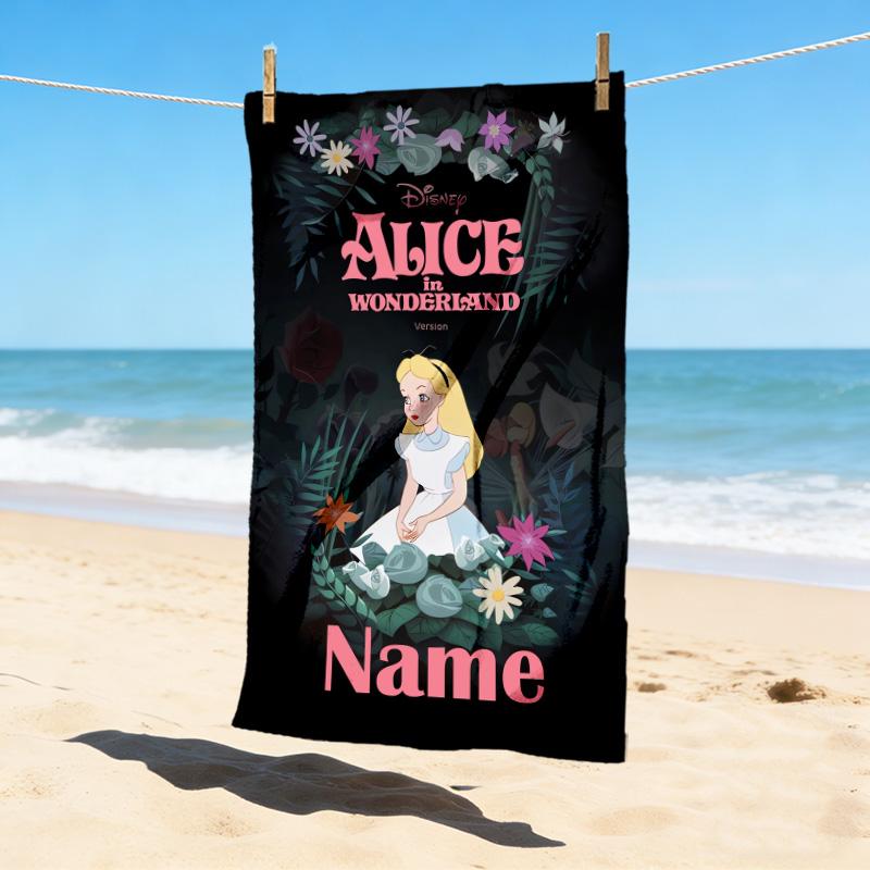 Custom Name Princesses' Night Stylish Digital Printing Beach Towel Quick‑Drying Absorbent Blanket for Beach Pool Gym Travel