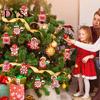 Holiday Gift Box Pendants 20/30/40Pcs Wooden Christmas Ornaments, Candy Cane Lollipop Rustic Xmas Tree Hanging Ornaments Decor for Party Wreath Window