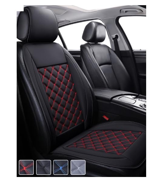 Montierte PU-Leder Schürzen-Sitzbezüge für Universelle Passform mit Rot 1 Leicht zu Reinigende Autos, (Schwarze Linien, Cover)