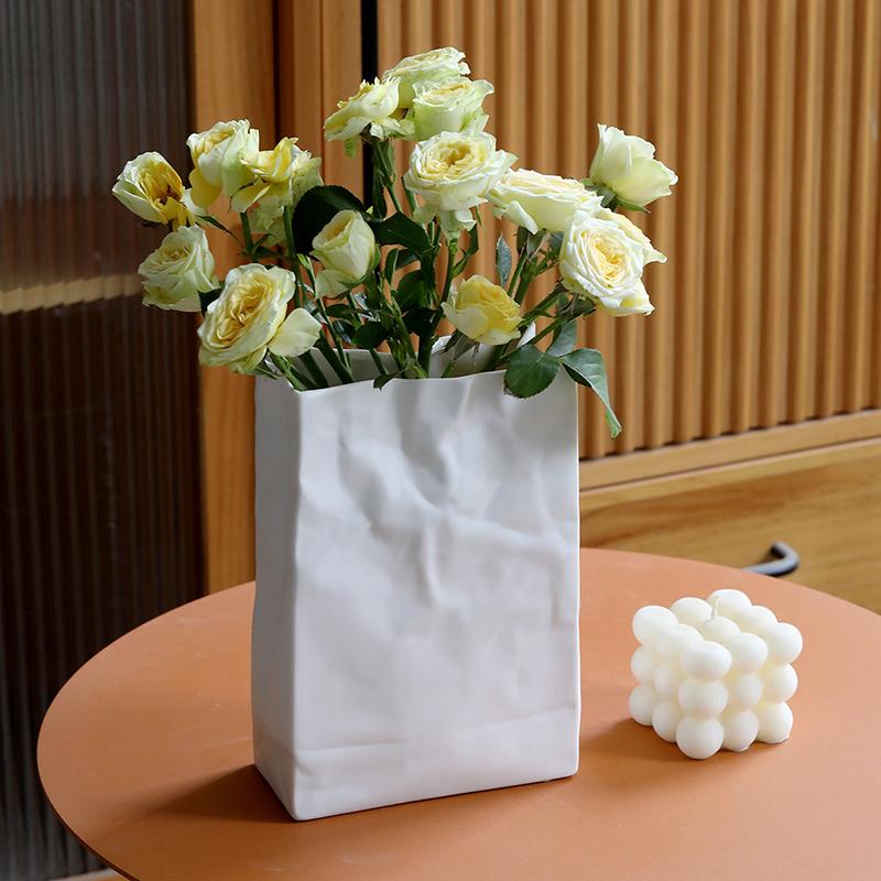 Shell Plastic Vase Home Decor Folding Hydroponic Flower Arrangement Vase Imitation Ceramic Landscape Art Flower Pot Decoration