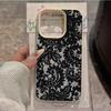 Black Lace Pattern Personalized Mobile Phone Case For iPhone 16 17 Pro Max 15 Plus 14 13 12 11 17 Air XS XR Faux Leather Cover