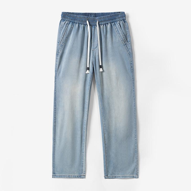 

Летние тонкие джинсы с эластичной талией, ретро-стиль, вареные, широкие брюки 4XL