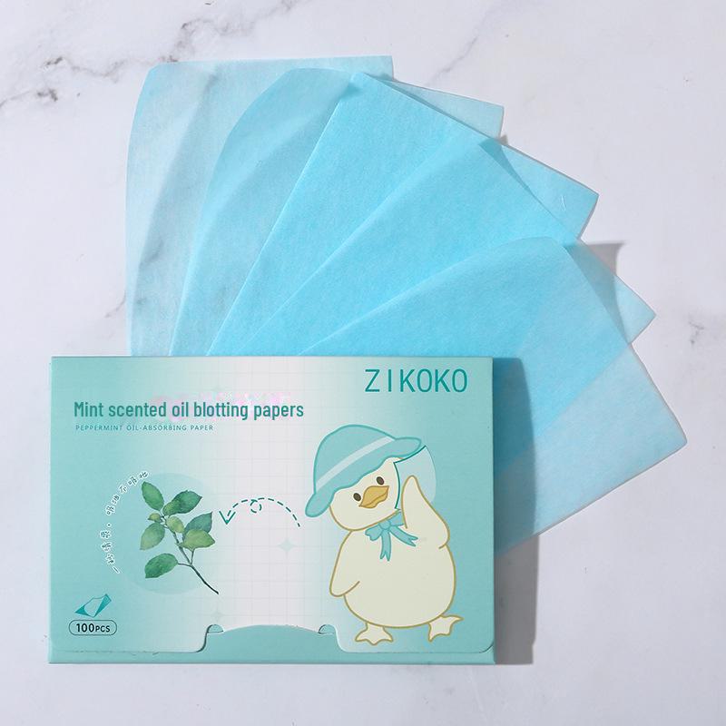 ZIKOKO Portable Oil-Absorbing Facial Papers - 100 Sheets, Fragrance-Free, Removable Box, Oil-Control