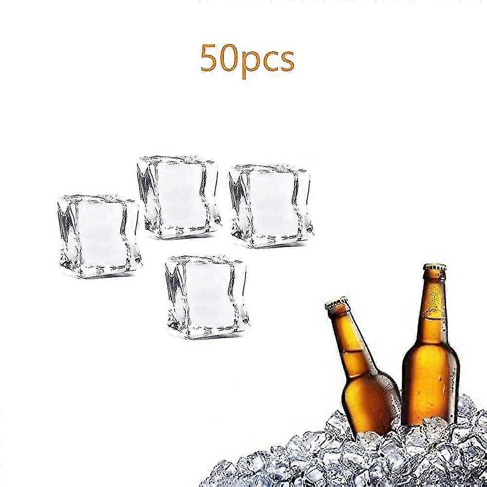 50pcs Acrylic Ice Cubes Plastic Refreezable Washable Simulation Ice For Party And Wedding