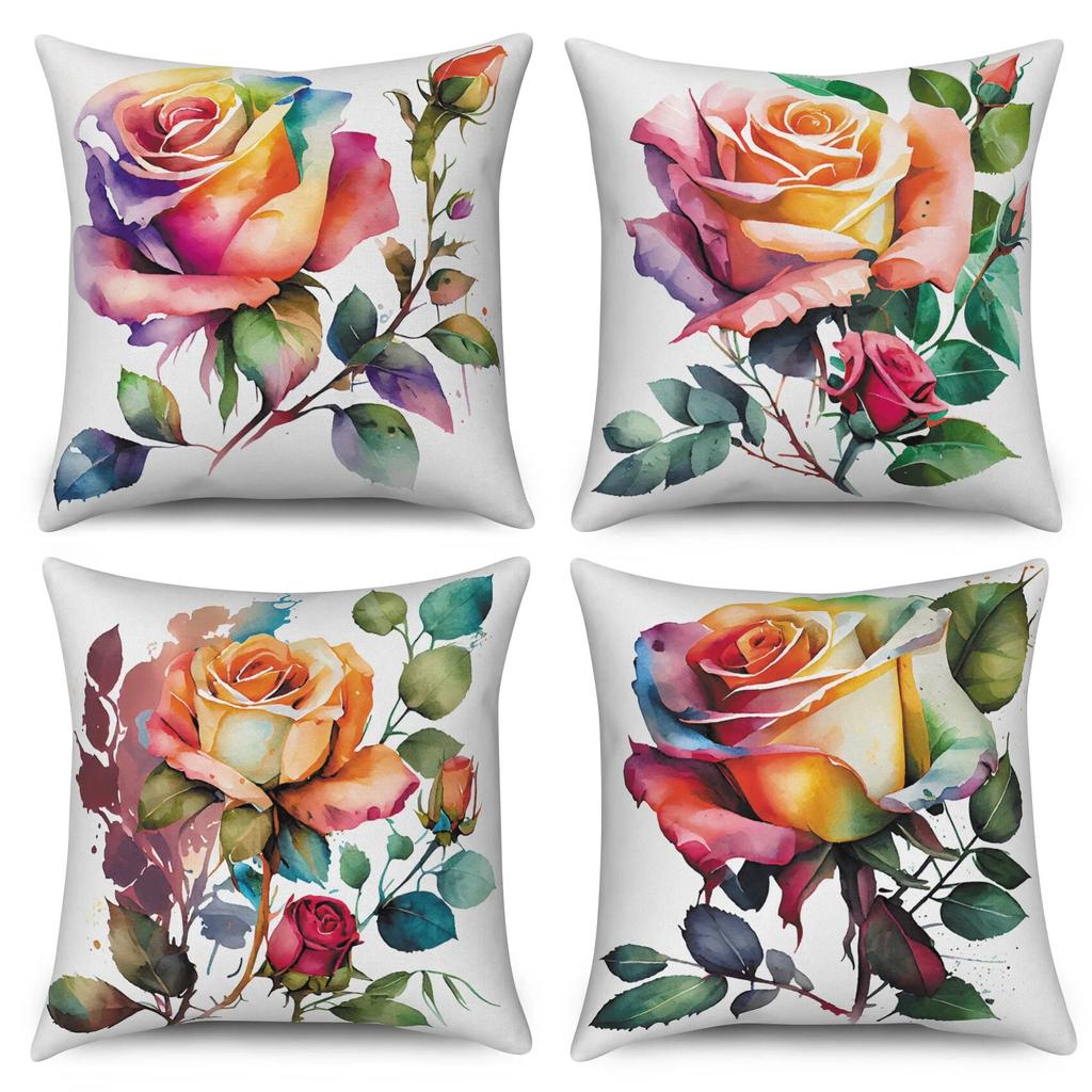 Cushion Cover Modern Sofa Square Pillowcase Home Decor Rose Flower Throw  Pattern