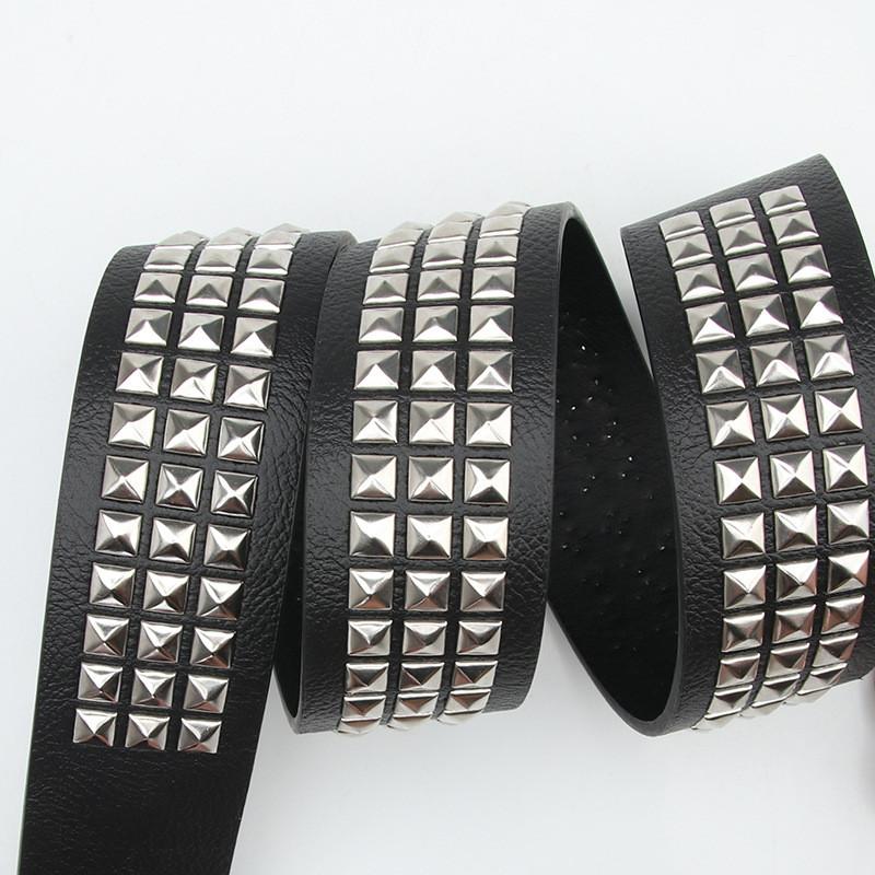 Punk Inspired Faux Leather Belt For Men Women With Metal Pyramid Studs And Steel Buckle For Streetwear