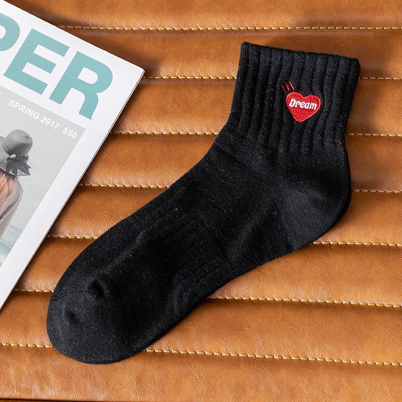 Men's Mid-Length Anti-Odor Sweat-Wicking Socks, Breathable Black & White for Spring, Autumn, Winter Style