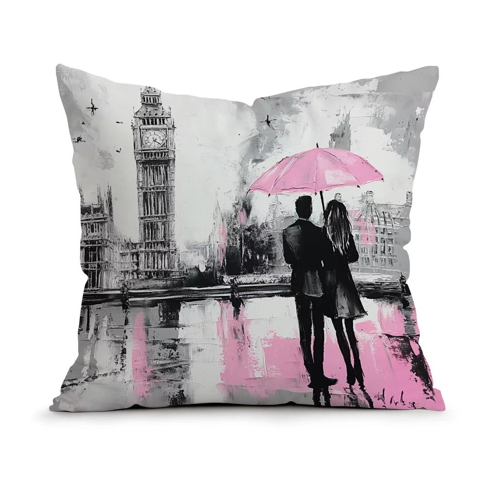 Romantic Valentines Day Pillowcase Printed Polyester Throw Pillow Cover for Decorative Sofa Cushion and Home Decor