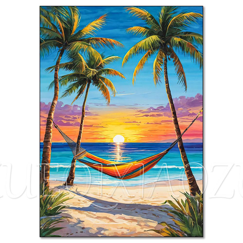 DIY Diamond Painting Kit Landscape Cactus Sailboat Sunset Full Diamond Mosaic Cross Stitch Gemstone Inlay Room Decoration Gift