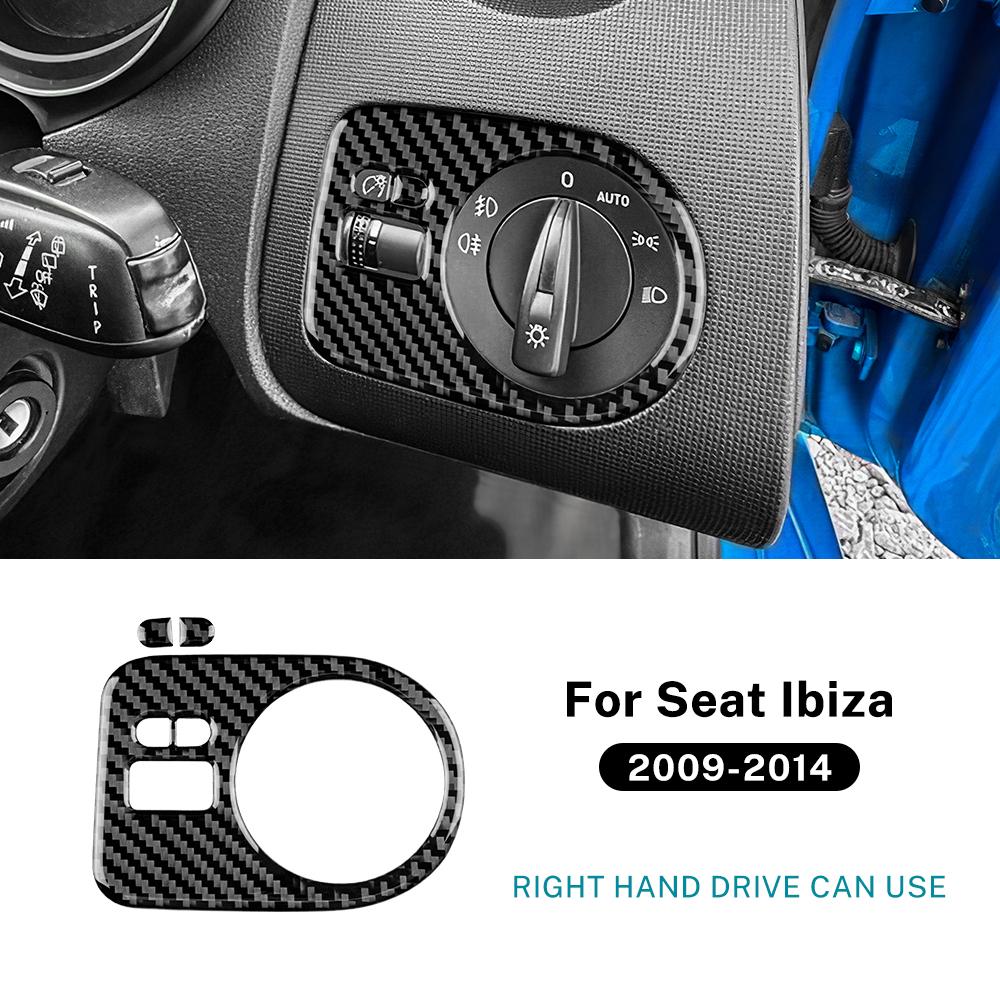 Real Soft Carbon Fiber Sticker For Seat Ibiza 6j 2009 2010 2011 2012 2013 2014 LHD RHD Car Headlight Switch Frame Interior Trim