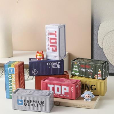 Container Storage Box, Desktop Tinplate Box, Mini Model, Decorative Item, Figurine, Cute Particle Display Box