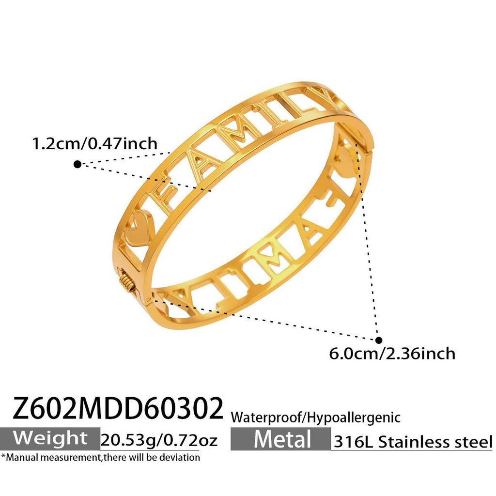 18k Gold-Plated Stainless Steel Bracelet with 5A Zirconia & Hollow Letter Buckle