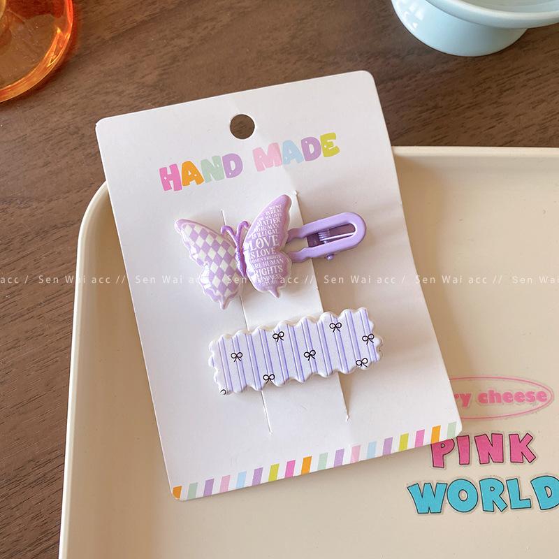 

Cartoon colorful letter butterfly hairpin sweet cute girl side bangs duck bill clip hairpin headdress