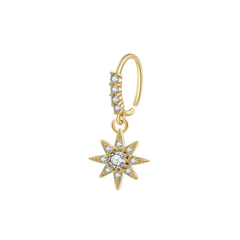 Unisex Star and Moon Zirconia Nose Stud: Cross-border European American Trendy Pierced Cool Copper Jewelry