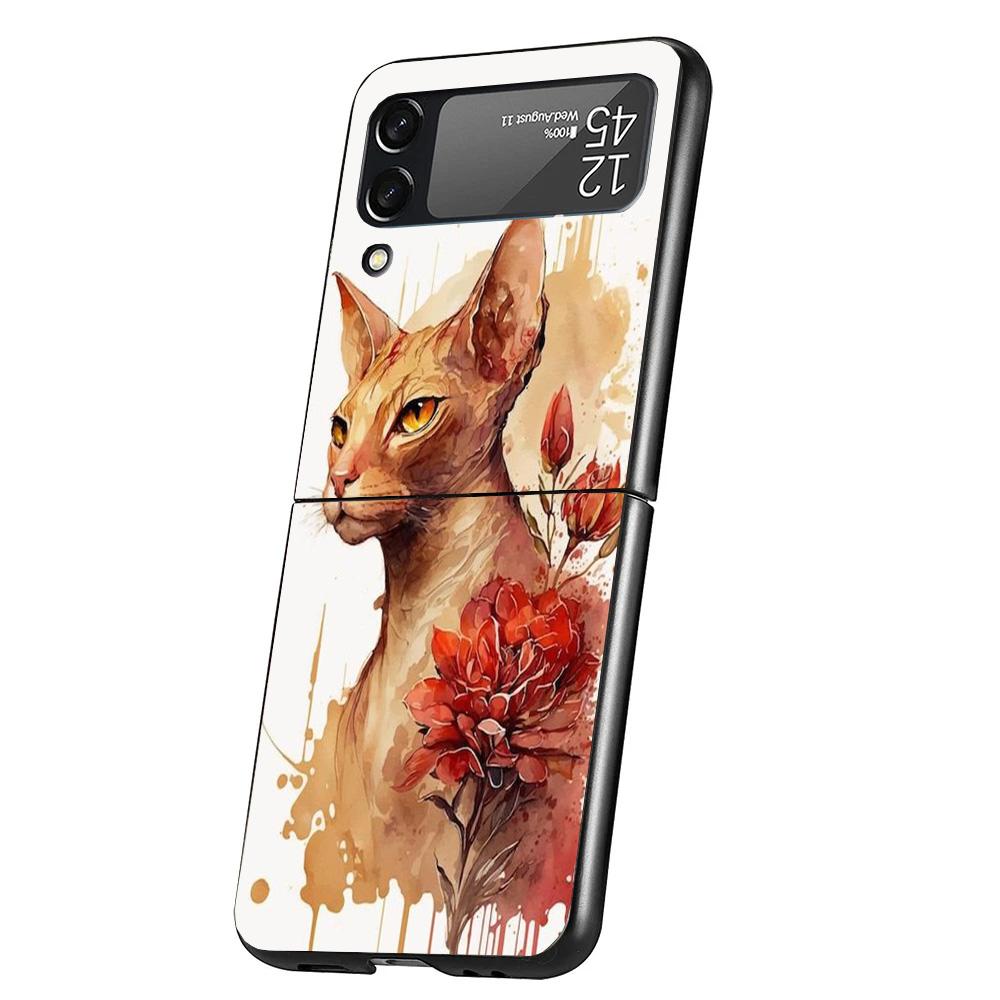 Lavaza Sphynx Sphinx Cat Cover Phone Case For Samsung Galaxy Z Flip 7 6 5 4 3 5G Flip7 Flip6 Flip5 Flip4 Flip3 Black Fundas Shel