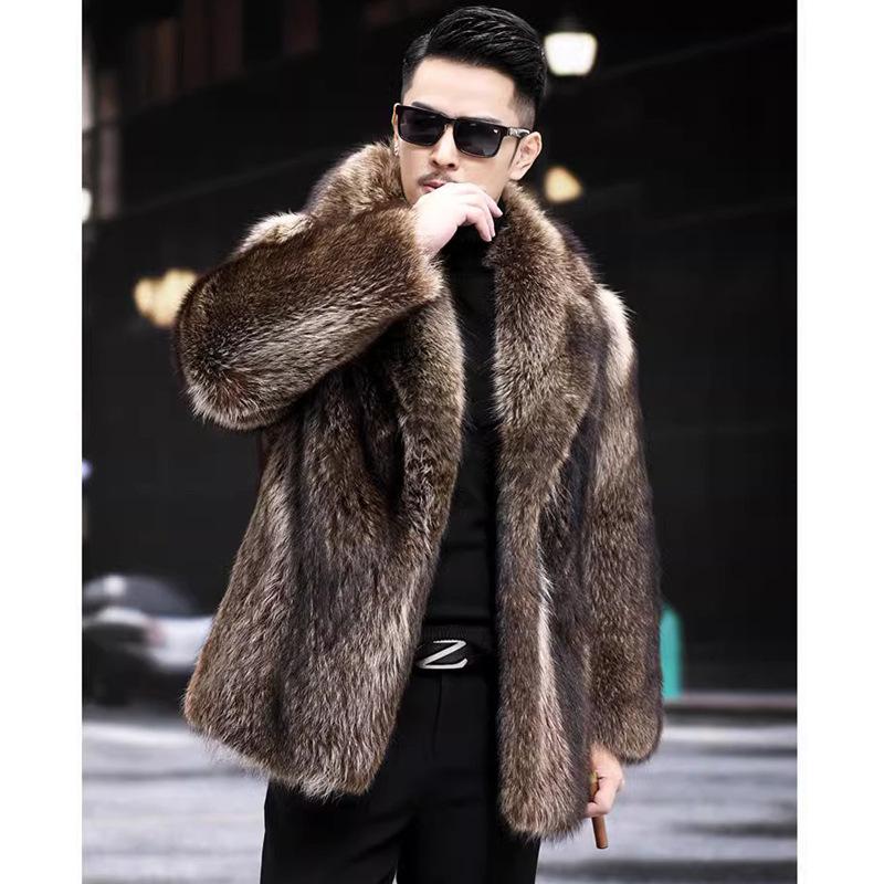 Men's Fur Coat Mink Coat Medium Length Imitation Fur Fox Fur Mink Fur Thickened To Keep Warm In Winter