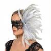 Feather Side Headpiece with Lace Eye Mask for Carnival Parade Masquerade Ball Mardi Gras Party Samba Dance Costume Outfit