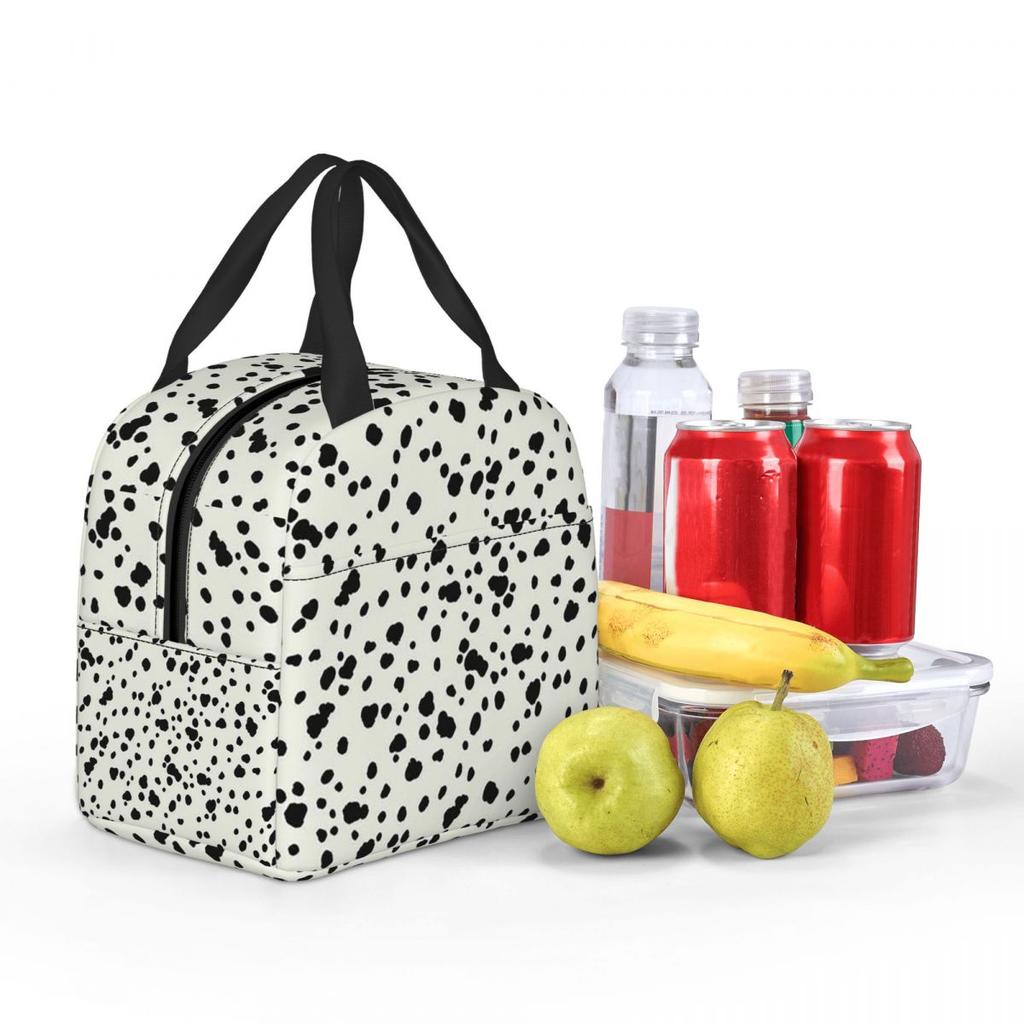 Dalmatian Dog Texture Insulated Lunch Bag for Women Kids Portable Food Boxes Thermal Lunch Box Tote