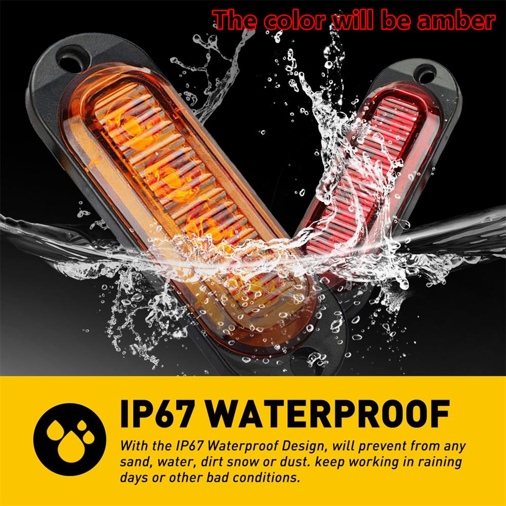 8PCS Amber LED Side Marker Clearance Lights Waterproof Trailer Truck RV