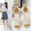 New Summer Sandals 2025 Ladies fashion bags Shoes Solid color minimalist fish mouth shoes Low heel back zipper Women's sandals