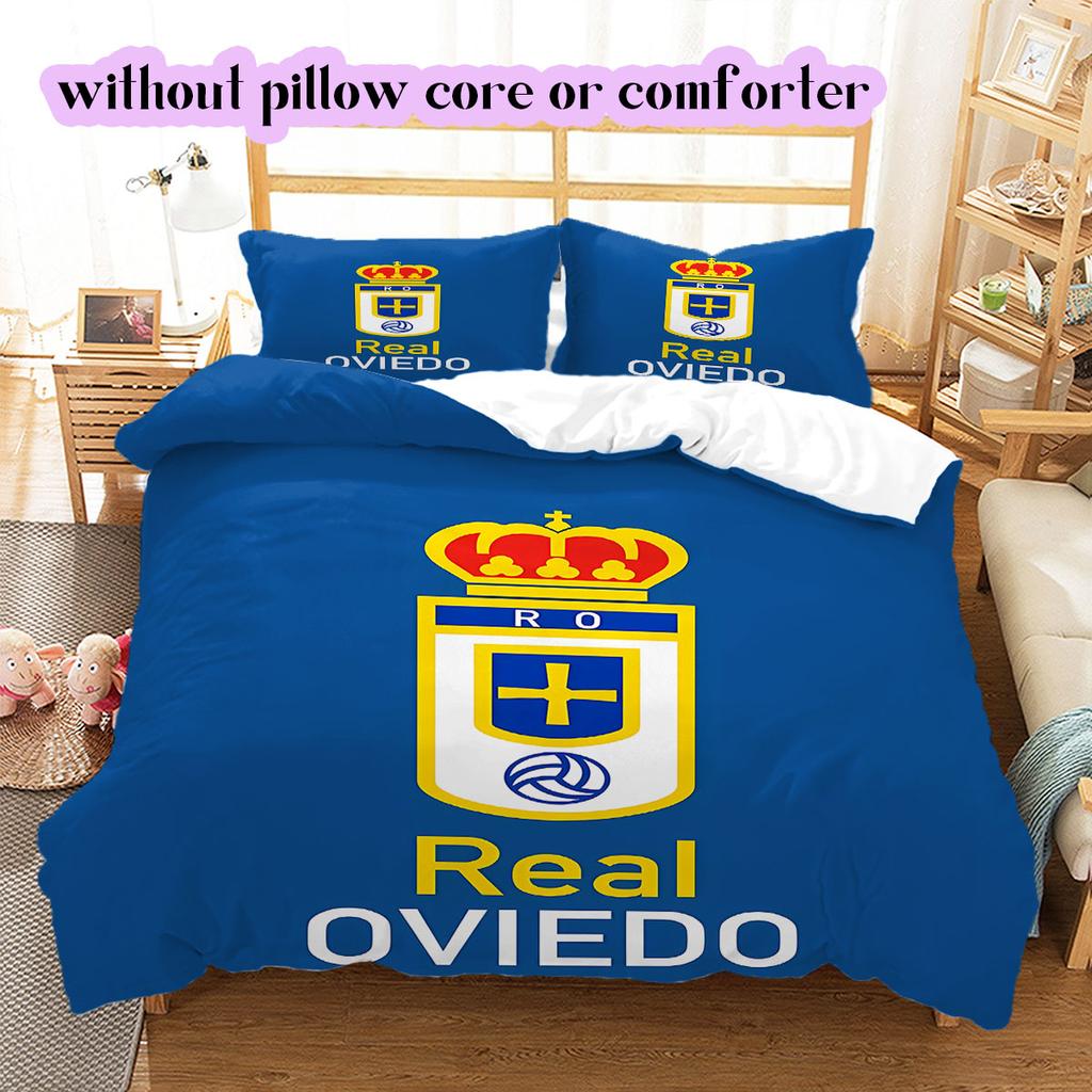 Biancheria da letto con motivo Real Oviedo, Set piumone Copripiumino Federa Regalo di Compleanno per la Casa (1*copripiumino+2*federe,senza imbottitura)