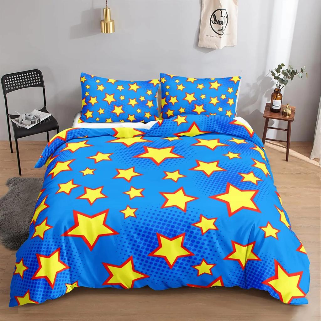Star Printed Beding Set Quen Sized Dimensions Galaxy Soft Duvet Cover Set Boy Fantasy Universe Warm Comforter Cover Ultra-Soft Polyester Comfortable