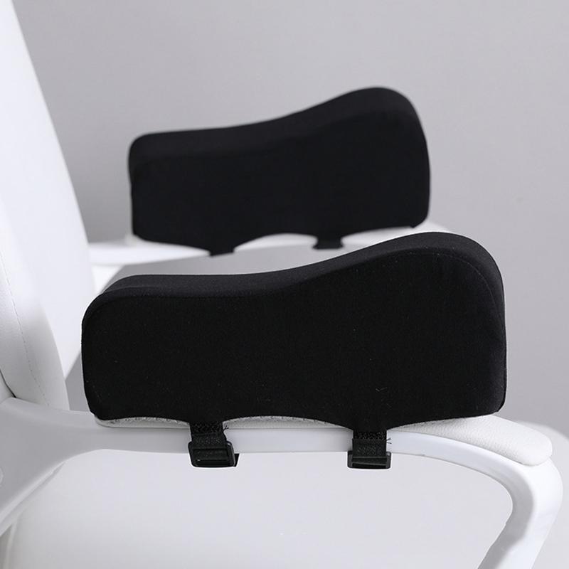 Ergonomic Chair Armrest Pads Gaming Chair Armrest Cushions Elbow Pillow Curved Model for Computer Wheelchair Black