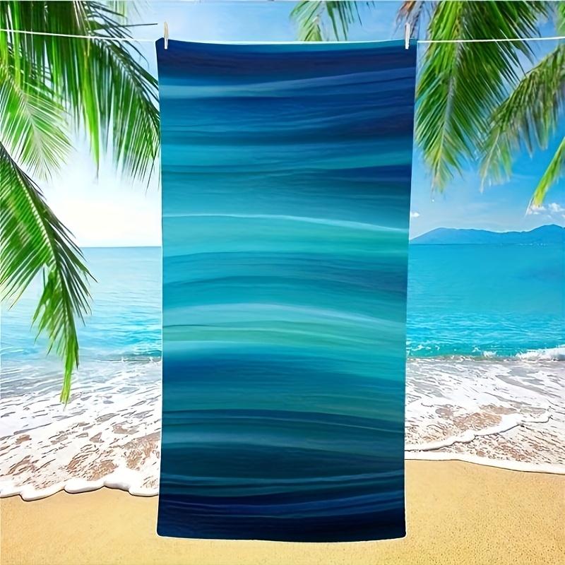 Extragroßes superweiches schnelltrocknendes Strandtuch, lebendige abstrakte blau-grüne Streifen für Strand und Pool