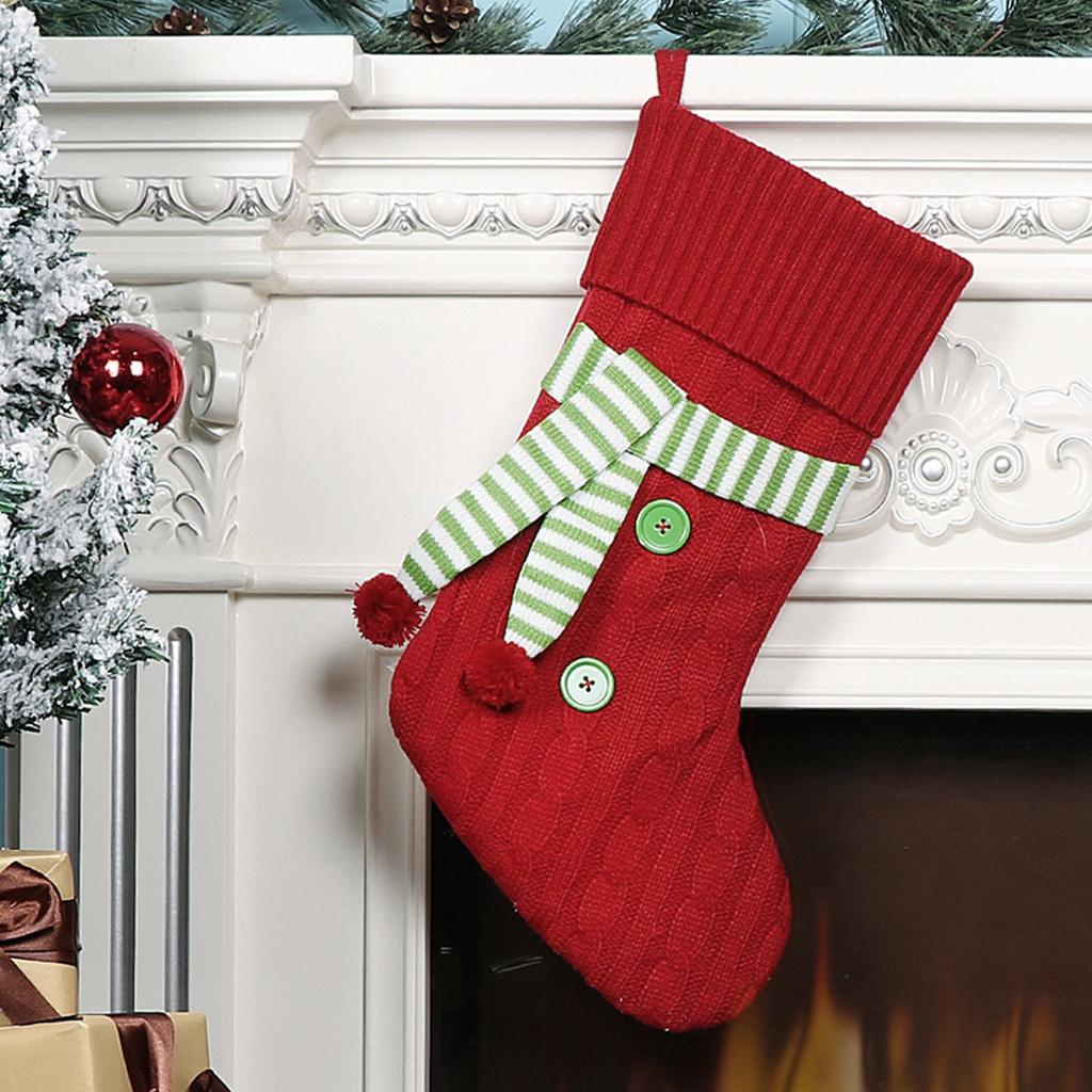 Christmas Knitted Scarf Socks Gift Bag Large Socks Decoration Gift Bag Christmas Tree Pendant Holiday Decoration Socks Gift Bag, 1pc